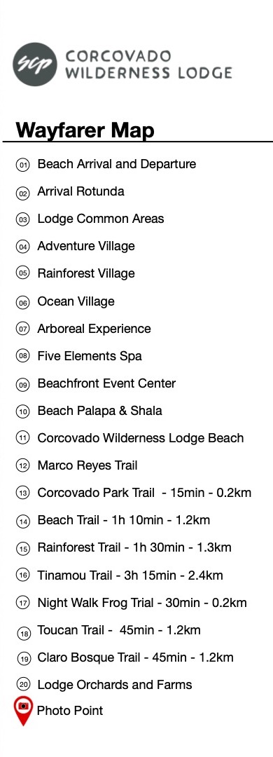 Wayfarer corcovado map list of locations