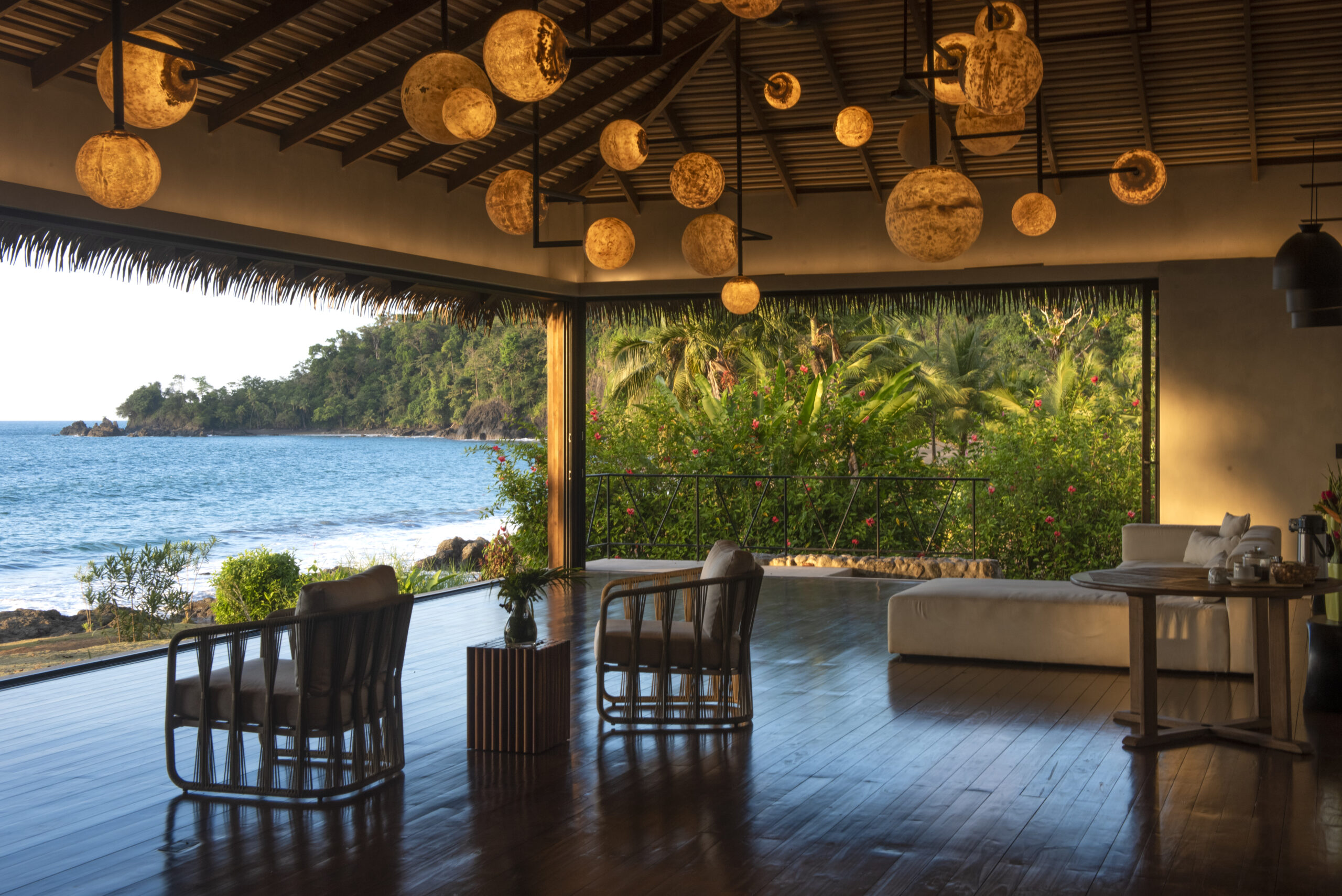 Woman enjoying the ocean view while taking bath